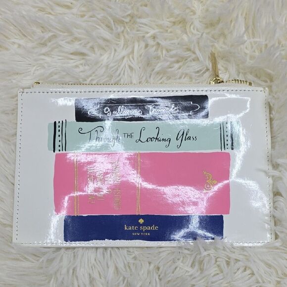 Kate Spade Novelty Book Clutch in Pink, Blue, and Cream - Picture 1 of 5